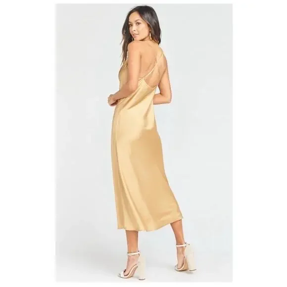 Show Me Your Mumu Verona Cowl Bridesmaid Slip Dress True Gold Luxe NWT$168 XS - Picture 2 of 8